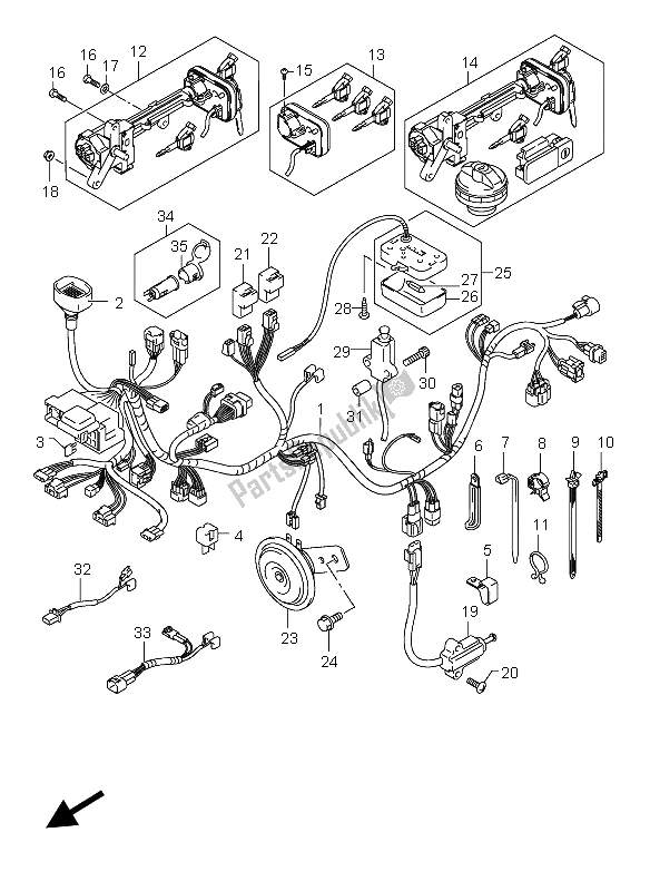 All parts for the Wiring Harness (e2-e19) of the Suzuki AN 250 Burgman 2006