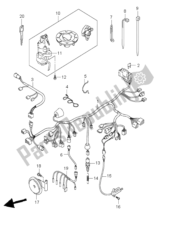 All parts for the Wiring Harness (gsf1200s) of the Suzuki GSF 1200 NS Bandit 2002