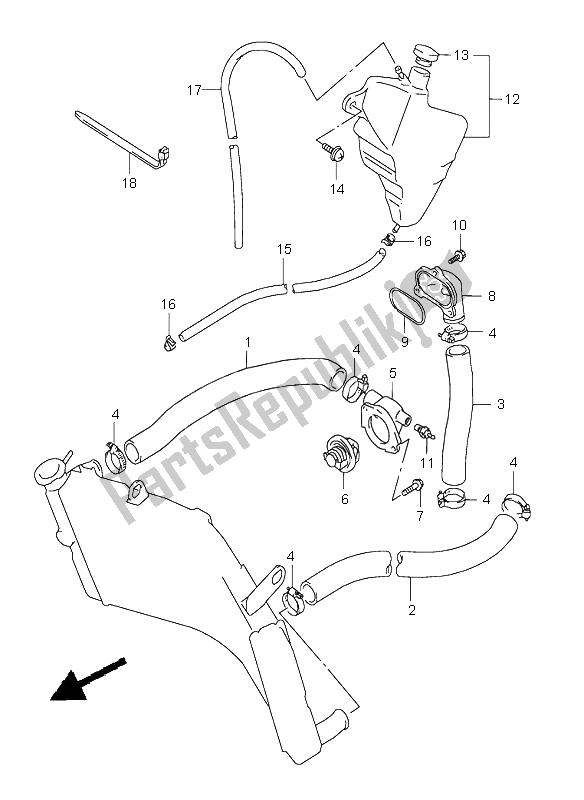 Alle onderdelen voor de Radiator Slang van de Suzuki GSX R 600 1999