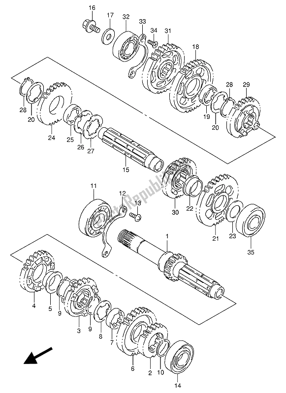 All parts for the Transmission of the Suzuki VX 800U 1991