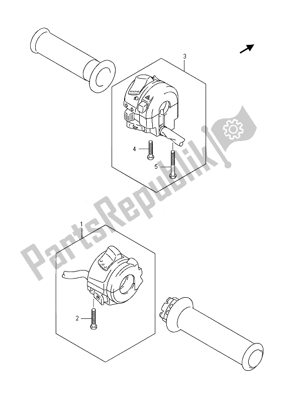 Alle onderdelen voor de Handvat Schakelaar van de Suzuki SFV 650A Gladius 2014