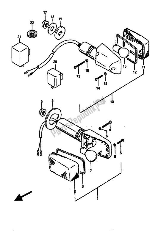 All parts for the Turnsignal Lamp of the Suzuki GSX R 1100 1990