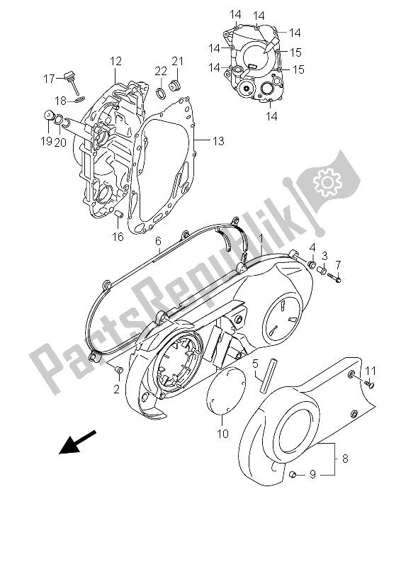 Toutes les pièces pour le Couvercle De Carter du Suzuki UH 200 Burgman Executive 2011