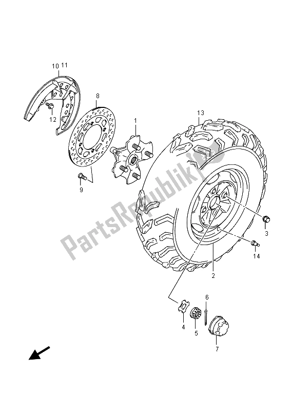 All parts for the Front Wheel of the Suzuki LT A 500 XPZ Kingquad AXI 4X4 2015