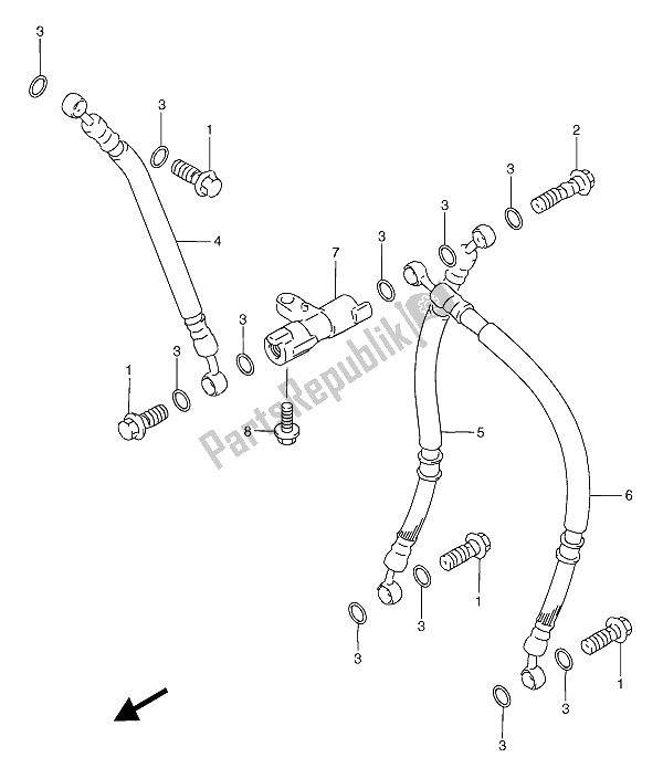 Todas as partes de Mangueira Do Freio Dianteiro do Suzuki RGV 250 1994