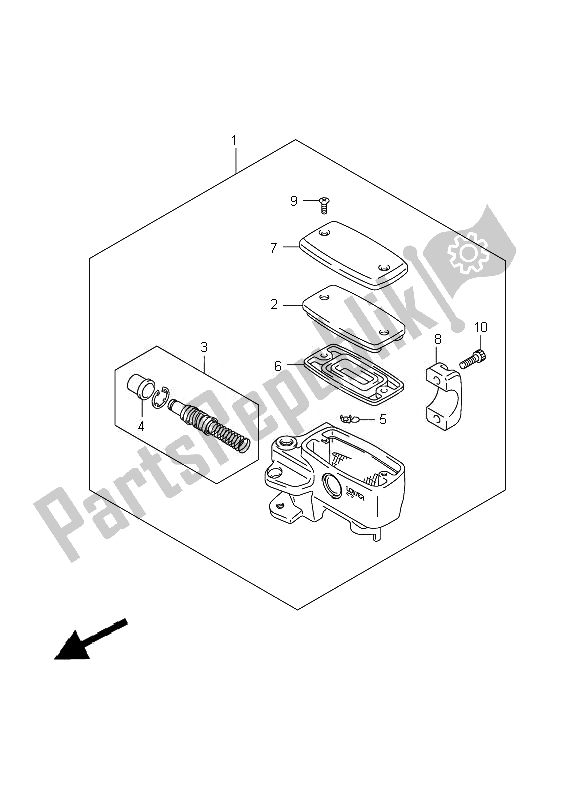 All parts for the Front Master Cylinder of the Suzuki VZ 1500 Intruder 2010