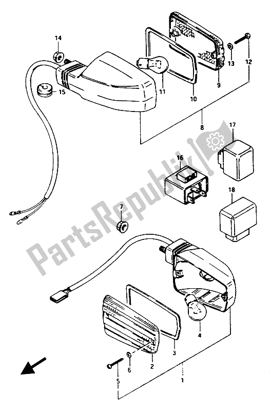 Tutte le parti per il Indicatore Di Direzione (gsx1100e) del Suzuki GSX 1100 Esef 1150 EF 1986