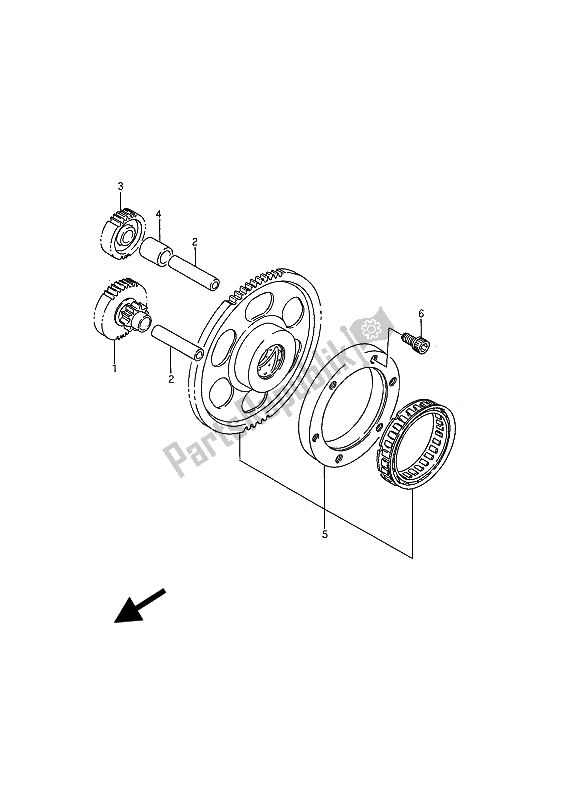 All parts for the Starter Clutch of the Suzuki VS 1400 Glpf Intruder 1987