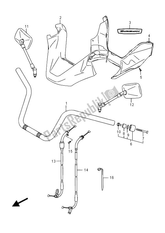 Toutes les pièces pour le Guidon (an400za E02) du Suzuki Burgman AN 400 AZA 2015