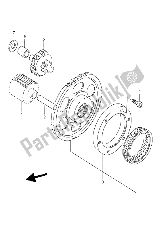 All parts for the Starter Clutch of the Suzuki VL 1500 Intruder LC 2000