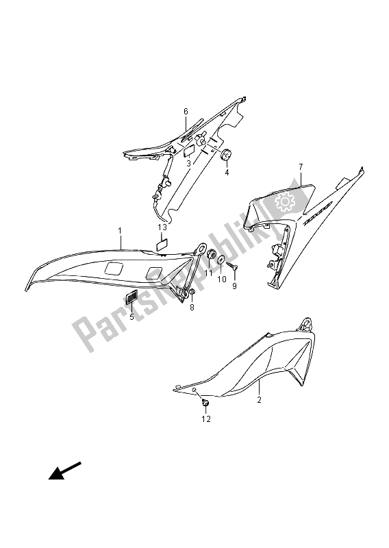 All parts for the Side Lower Cover of the Suzuki GSX R 1000A 2015