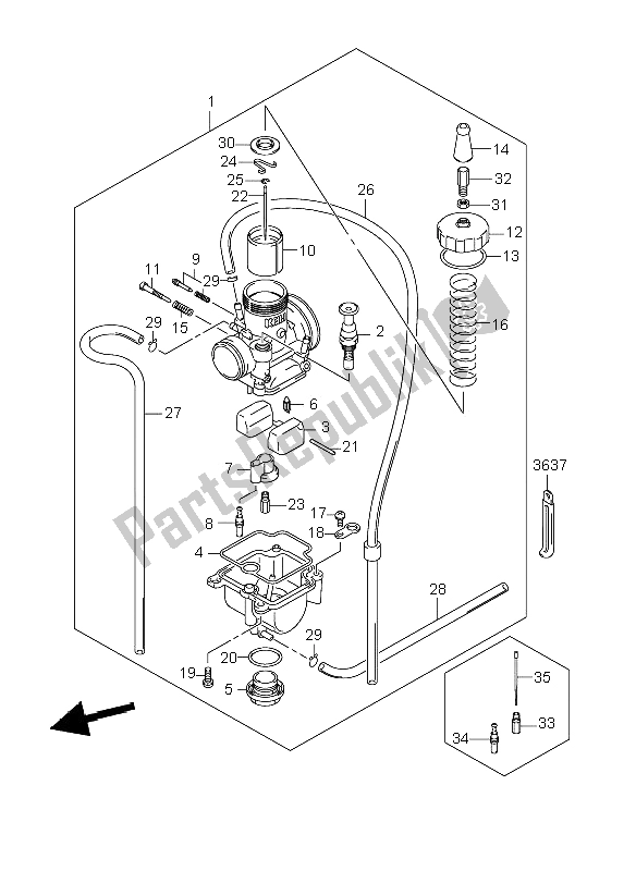 All parts for the Carburetor of the Suzuki RM 85 SW LW 2008