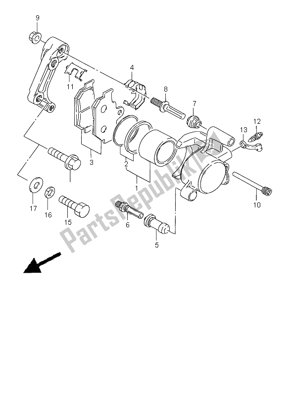 Todas as partes de Compasso De Calibre Frontal do Suzuki LS 650 Savage 1999