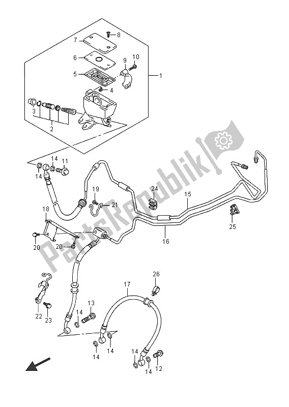 Tutte le parti per il Tubo Freno Anteriore (gsx1300ra E02) del Suzuki GSX 1300 RA Hayabusa 2016