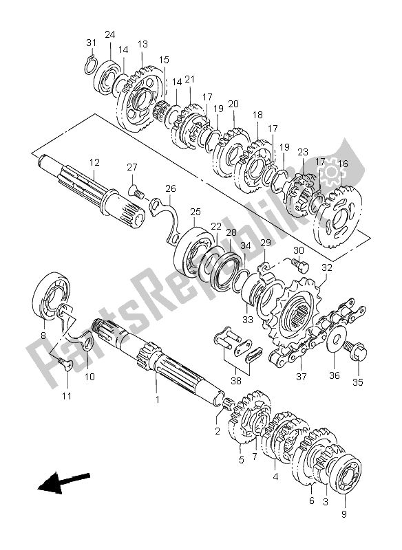 All parts for the Transmission of the Suzuki DR 125 SE 1998