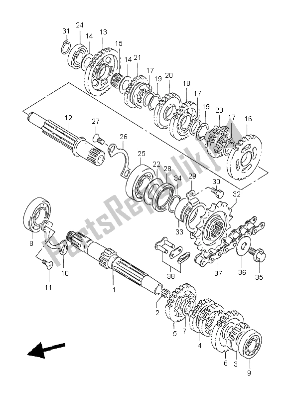 All parts for the Transmission of the Suzuki DR 125 SE 1998