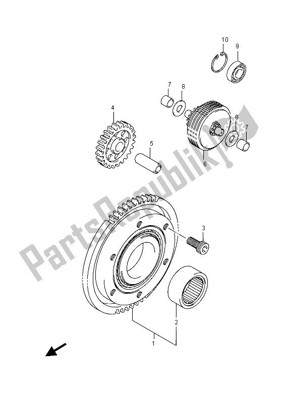 All parts for the Starter Clutch of the Suzuki LT A 750 XVZ Kingquad AXI 4X4 2015