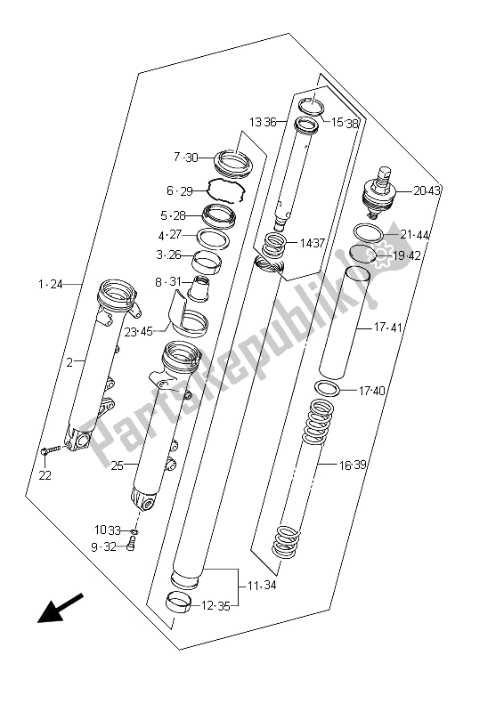 Tutte le parti per il Ammortizzatore Forcella Anteriore (gsx650fu E24) del Suzuki GSX 650 FA 2012