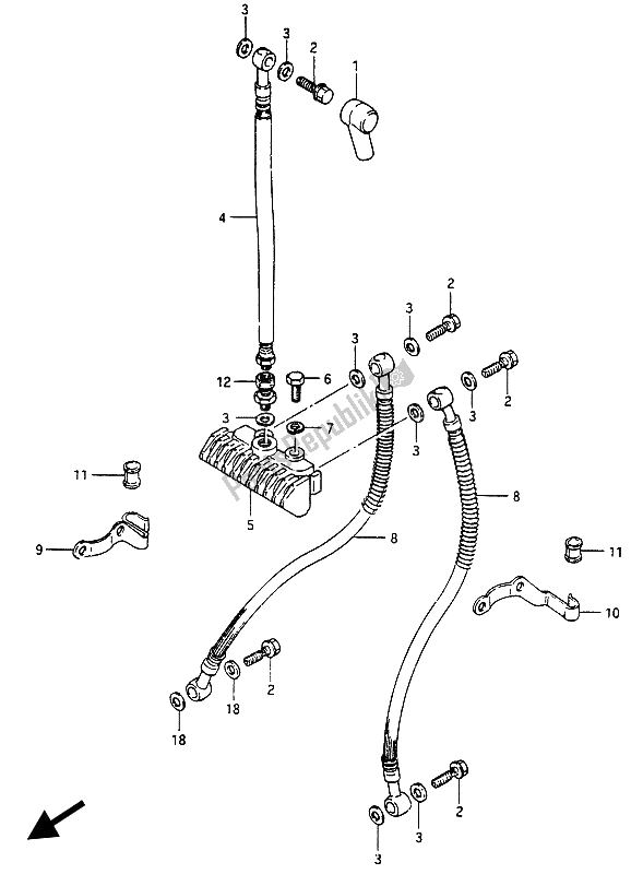 All parts for the Front Brake Hose (gsx750e) of the Suzuki GSX 750 Esefe 1985