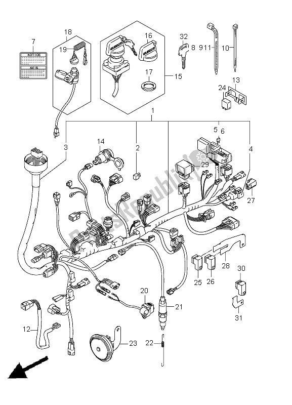 All parts for the Wiring Harness (lt-a500xz P17) of the Suzuki LT A 500 XZ Kingquad AXI 4X4 2012