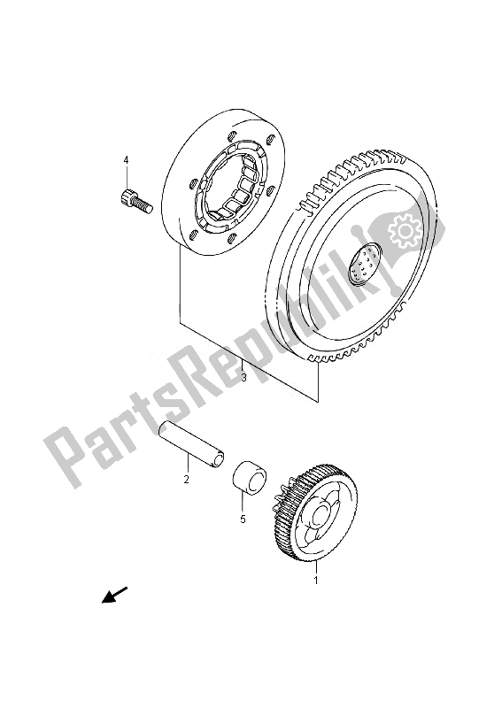 All parts for the Starter Clutch of the Suzuki Burgman AN 400 AZA 2014