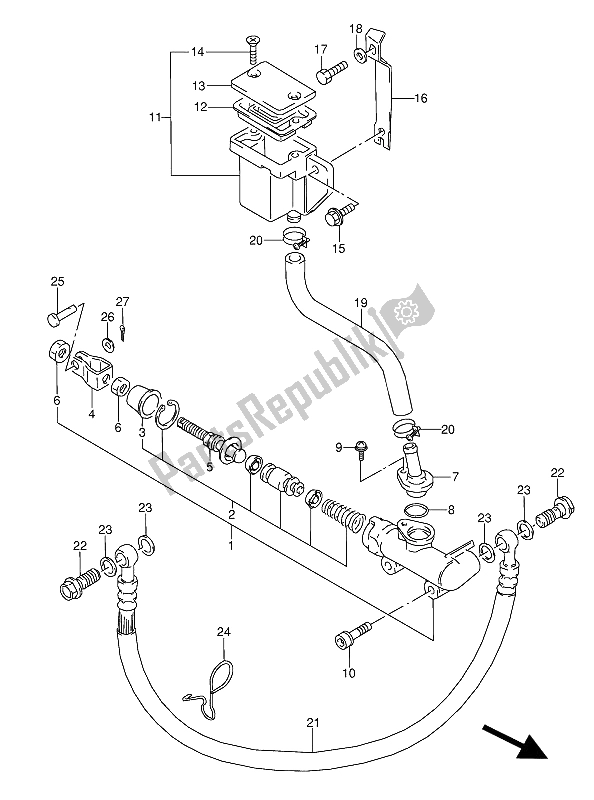 Tutte le parti per il Pompa Freno Posteriore del Suzuki GSX 600 FUU2 1988