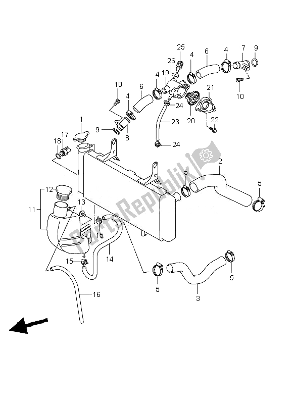 All parts for the Radiator Hose of the Suzuki DL 1000 V Strom 2010