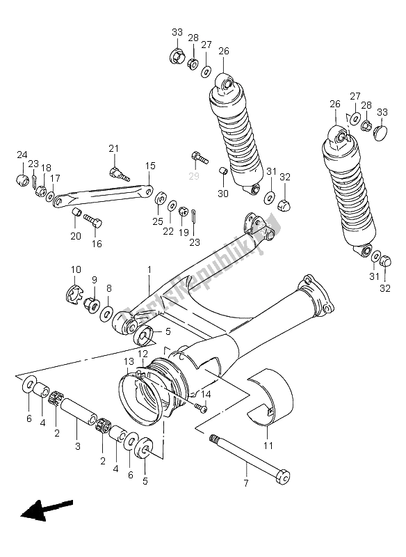 Toutes les pièces pour le Bras Oscillant Arrière du Suzuki VS 800 Intruder 1998