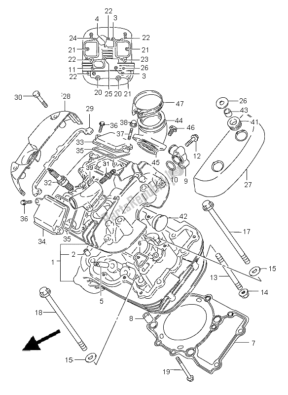 Tutte le parti per il Testata (anteriore) del Suzuki VS 800 Intruder 2005