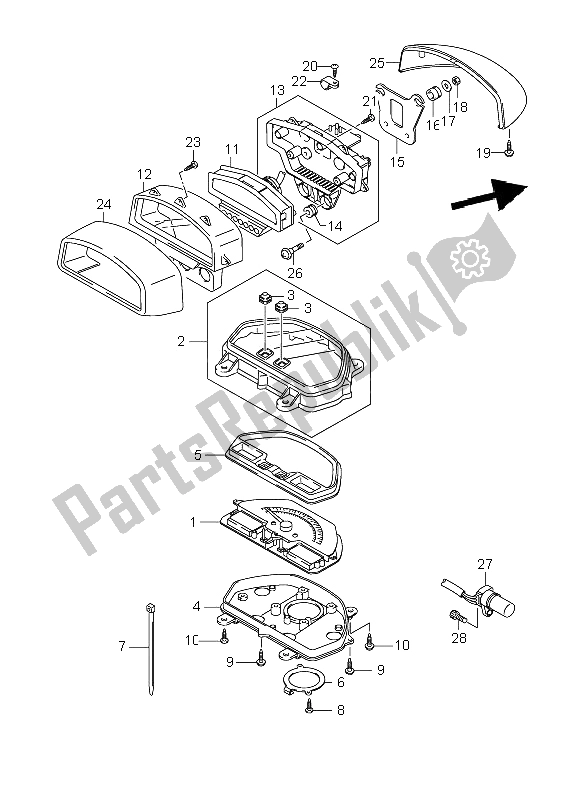 All parts for the Speedometer (vzr1800n-nu2) of the Suzuki VZR 1800 Rnzr2 M Intruder 2008