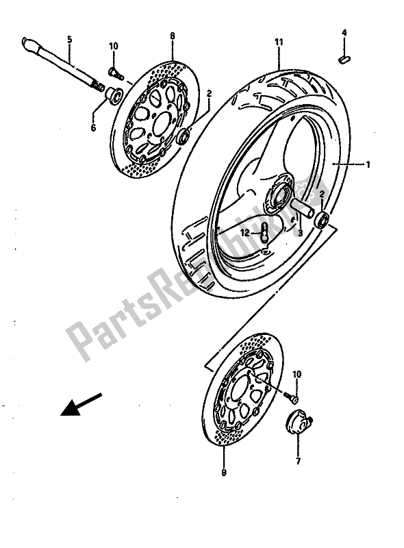 Wszystkie części do Przednie Ko? O Suzuki RGV 250 1989