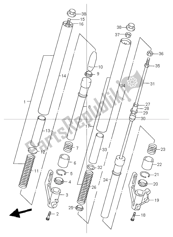 Tutte le parti per il Ammortizzatore Anteriore del Suzuki TR 50S Street Magic 1998