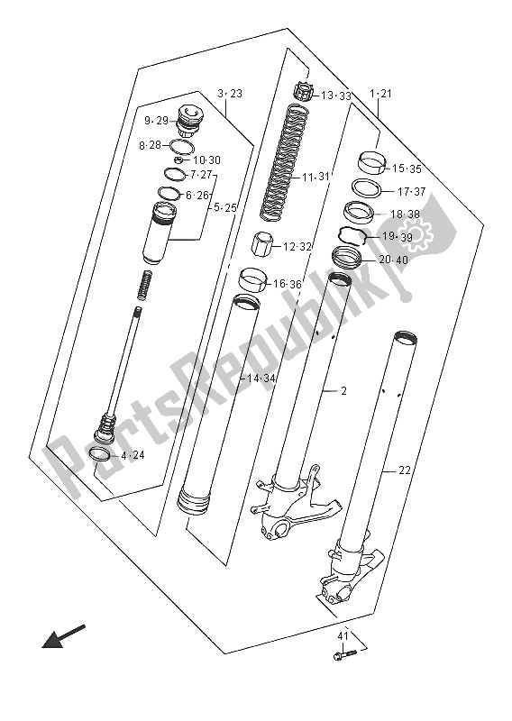 Tutte le parti per il Ammortizzatore Forcella Anteriore del Suzuki GSX R 750 2016