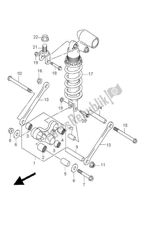 Todas as partes de Alavanca De Almofada Traseira do Suzuki GSX R 1000 2004