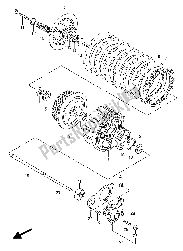 Todas as partes de Embreagem do Suzuki GS 500 EU 1989