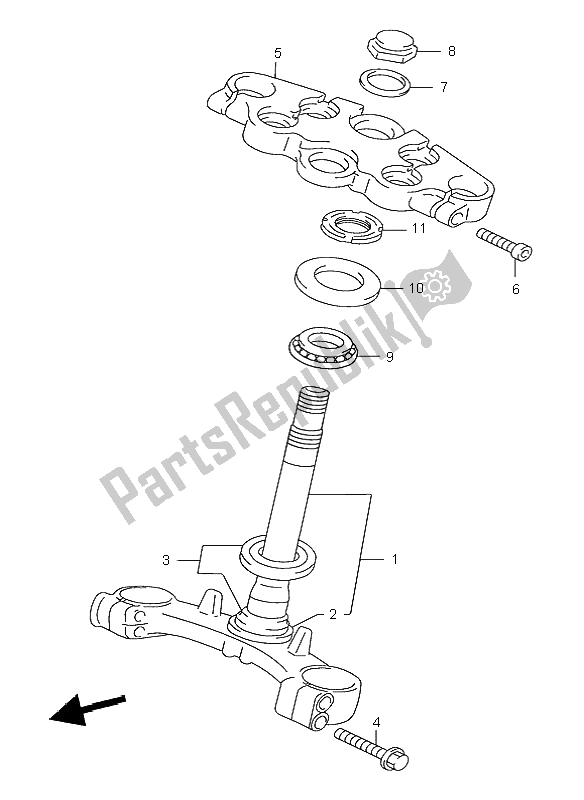 All parts for the Steering Stem of the Suzuki GSX 750F 1998