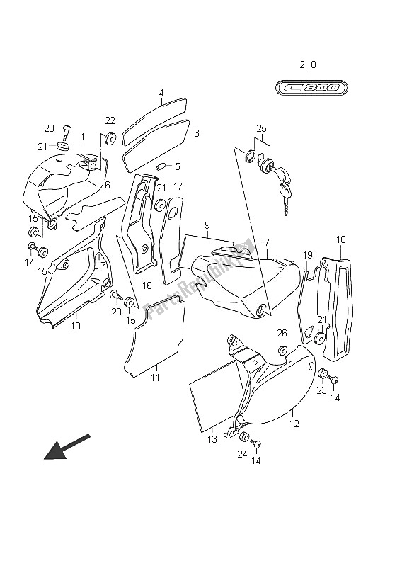 Tutte le parti per il Copertura Telaio (vl800cue E19) del Suzuki C 800 VL Intruder 2011