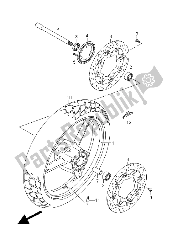 All parts for the Front Wheel (dl650a E19) of the Suzuki DL 650A V Strom 2011