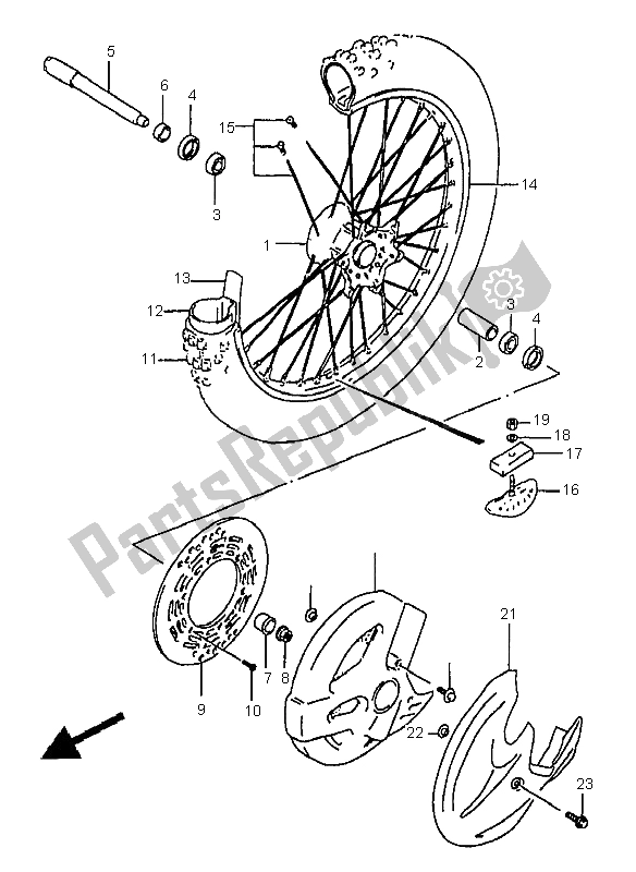 Wszystkie części do Przednie Ko? O Suzuki RM 250 1999