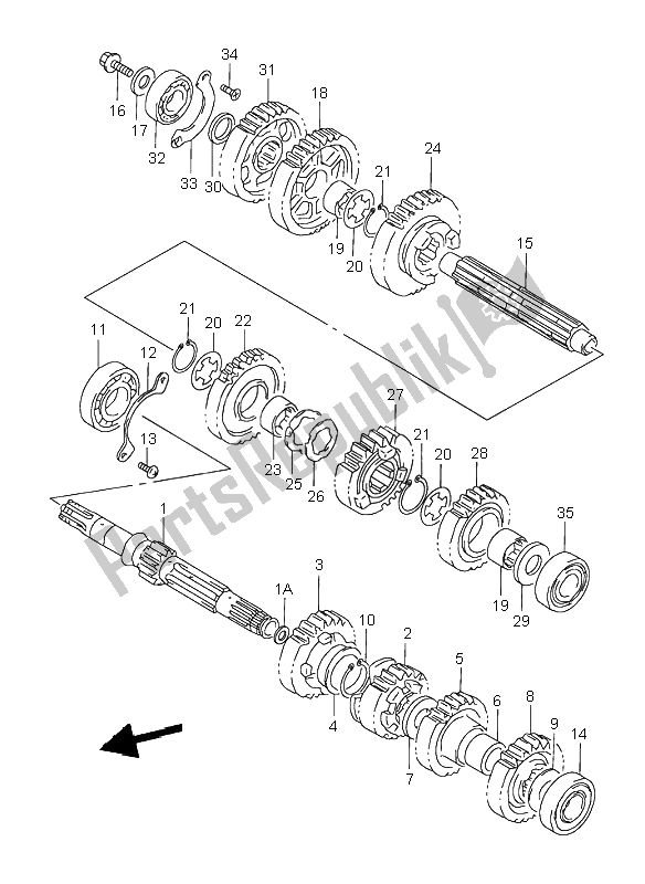 All parts for the Transmission of the Suzuki VL 1500 Intruder LC 2003