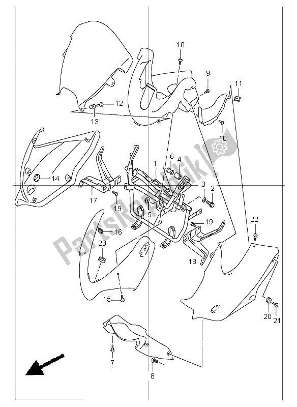 Tutte le parti per il Parti Di Installazione Della Calandra (gsf1200s) del Suzuki GSF 1200 NS Bandit 2003