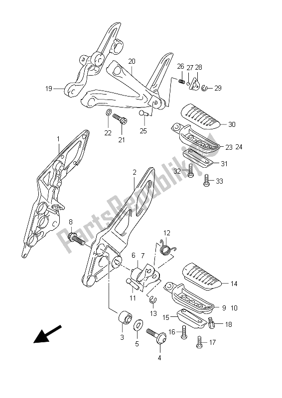 Toutes les pièces pour le Repose Pieds du Suzuki GSF 1250 SA Bandit 2012