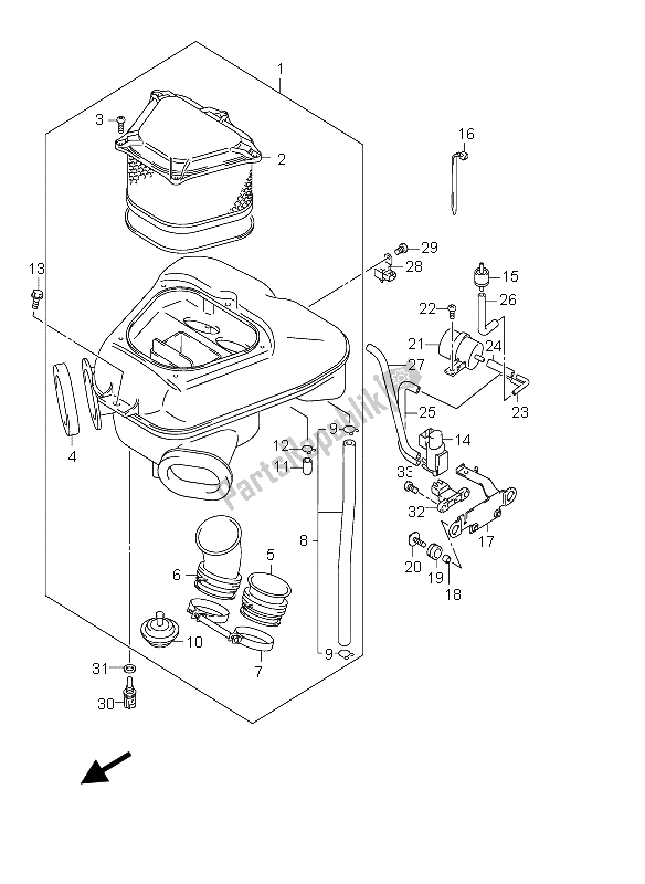 All parts for the Air Cleaner of the Suzuki GSX 1300R Hayabusa 2005