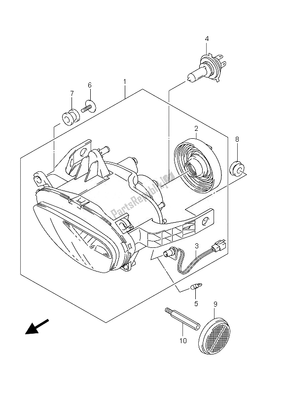 All parts for the Headlamp of the Suzuki VZ 800 Intruder 2010