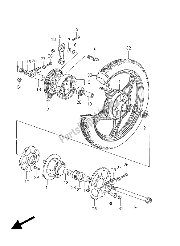 Tutte le parti per il Ruota Posteriore (gn 125e) del Suzuki GN 125E 1999