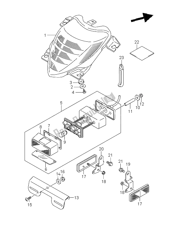 All parts for the Rear Combination Lamp (vzr1800z-zu2) of the Suzuki VZR 1800 Rnzr2 M Intruder 2008