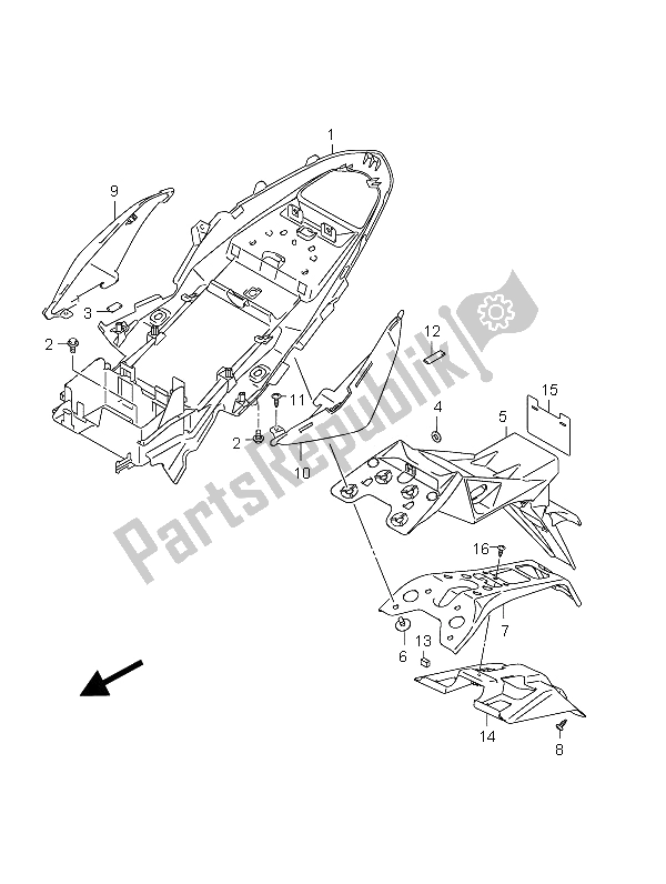 Tutte le parti per il Parafango Posteriore (gsr750 E24) del Suzuki GSR 750A 2012