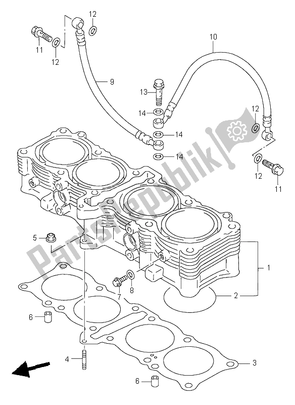 All parts for the Cylinder of the Suzuki RF 600R 1996