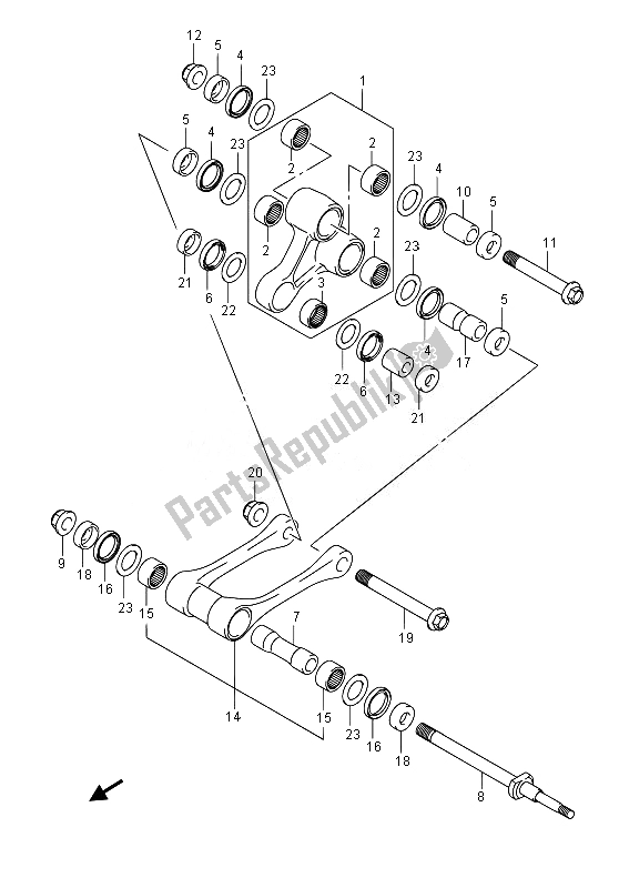 Tutte le parti per il Leva Del Cuscino Posteriore del Suzuki RMX 450Z 2014