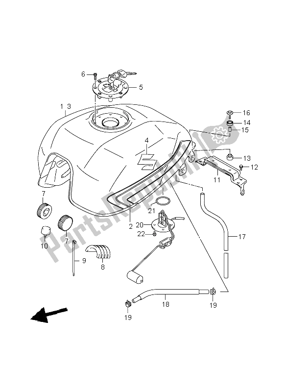 All parts for the Fuel Tank of the Suzuki GSX 1400 2006